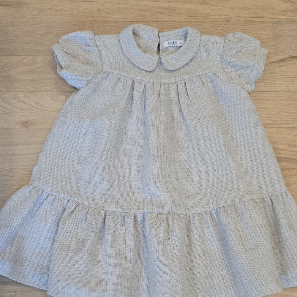 Elegant Cream Kids Dress with Peter Pan Collar